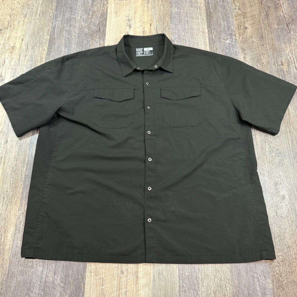 5.11 Tactical Shirt Mens 2XL Black Short Sleeve Performance Snap Button Down
